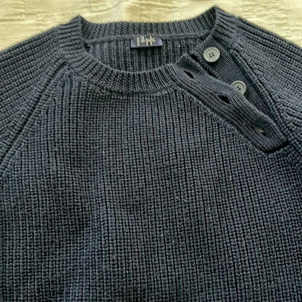 Il Gufo Navy Kids Sweater with Button Detail